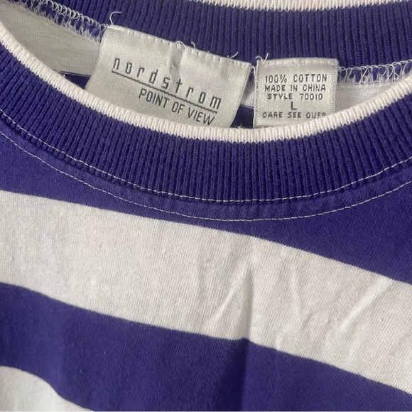 Vintage Nordstrom Point Of View Striped Purple And White T Shirt Size L - Picture 3 of 5